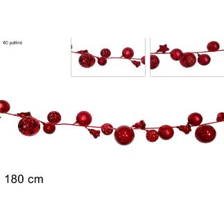 GUIRNALDA 180 CM 60 BOLAS ROJAS 2 SURT