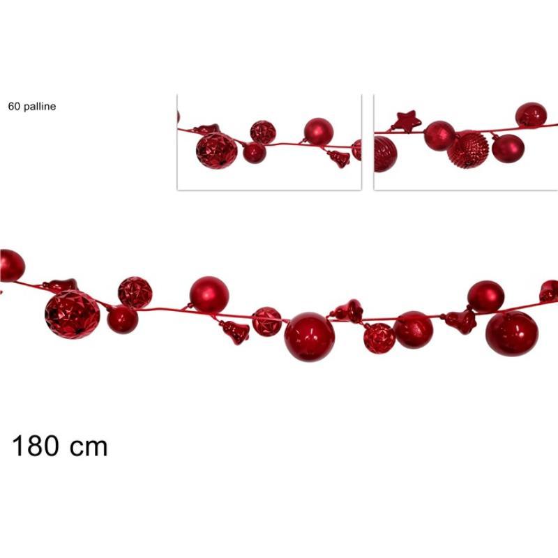 GUIRNALDA 180 CM 60 BOLAS ROJAS 2 SURT