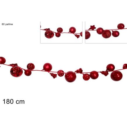 GUIRNALDA 180 CM 60 BOLAS ROJAS 2 SURT