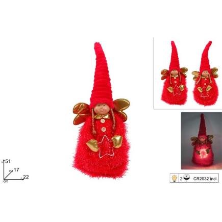 ANGEL 51 CM CON GORRO ROJO CON LUZ SURT DE 2