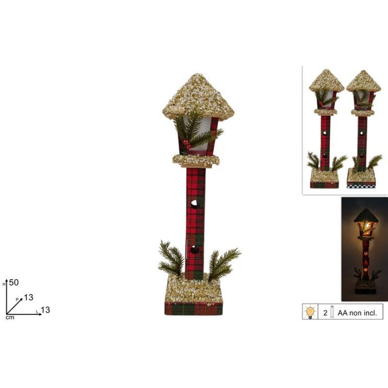 FAROL MADERA CON LUCES DECORACION ESCOCES SURT DE 6
