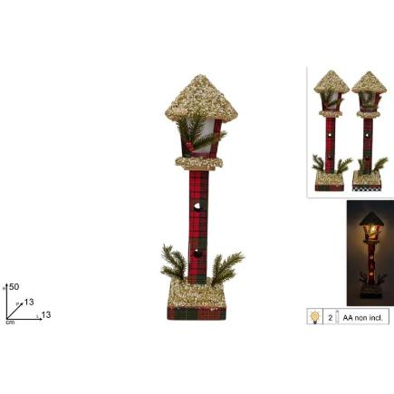 FAROL MADERA CON LUCES DECORACION ESCOCES SURT DE 6