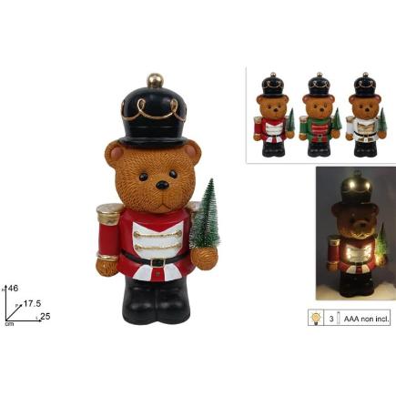 OSO SOLDADO 46 CM CON ARBOL CON LUCES 3 SURT