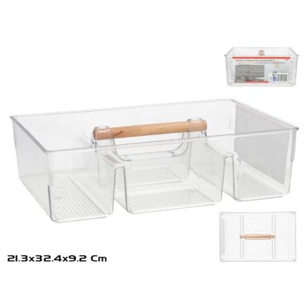 BANDEJA ORGANIZADORA ASA MADERA 32.4X21.3X9.2 CM TRANSP