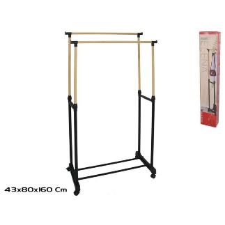 PERCHERO DE BARRA DOBLE ELENA 80X43X93-160 CM