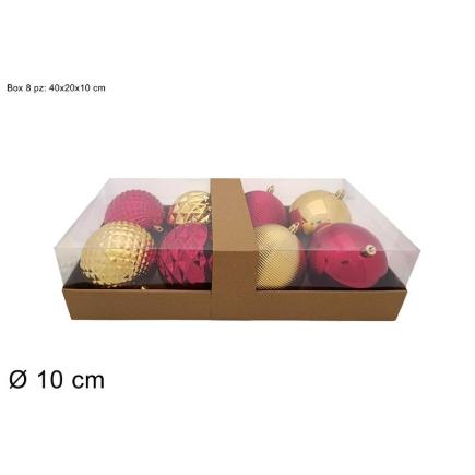 BOLAS 8 PZ 10 CM ROJO/ORO