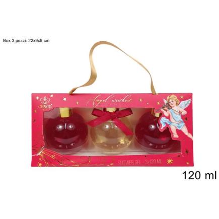 CAJA DE REGALO NAVIDEÑA ROJA SET DE BAÑO 3 PIEZAS 120 ML