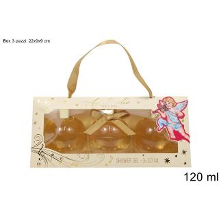 CAJA DE REGALO NAVIDEÑA DORADA SET DE BAÑO 3 PIEZAS 120 ML