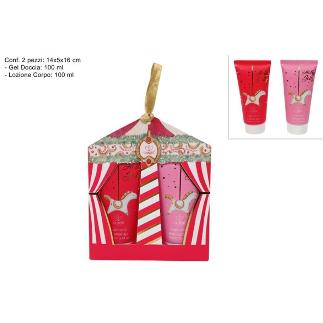 CAJA DE REGALO CIRCO NAVIDEÑO ROJO SET DE BAÑO 2 PIEZAS
