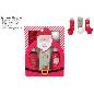 CAJA DE REGALO PAPA NOEL ROJO SET DE BAÑO 4 PIEZAS CON ROSAS