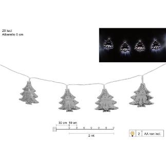 HILO CON 20 LED ARBOLES PLATEADO 2 M BATERIA