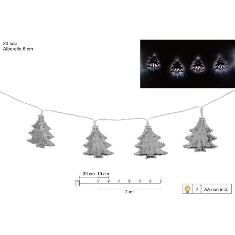 HILO CON 20 LED ARBOLES PLATEADO 2 M BATERIA