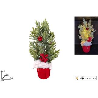 ARBOL CON 10 LED CON MACETA ROJA CON PELAJE