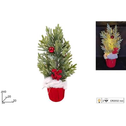 ARBOL CON 10 LED CON MACETA ROJA CON PELAJE