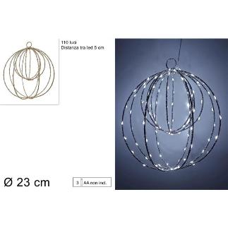 COLGANTE DOBLE BOLA 23 CM 110 LED BLANCO FRIO