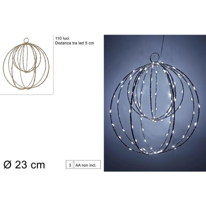 COLGANTE DOBLE BOLA 23 CM 110 LED BLANCO FRIO