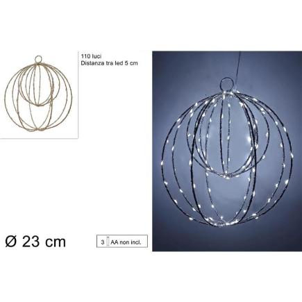 COLGANTE DOBLE BOLA 23 CM 110 LED BLANCO FRIO