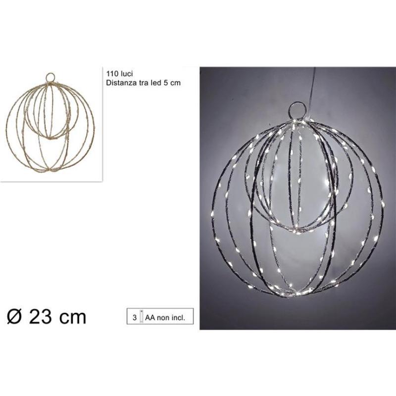 COLGANTE DOBLE BOLA 23 CM 110 LED BLANCO CALIDO