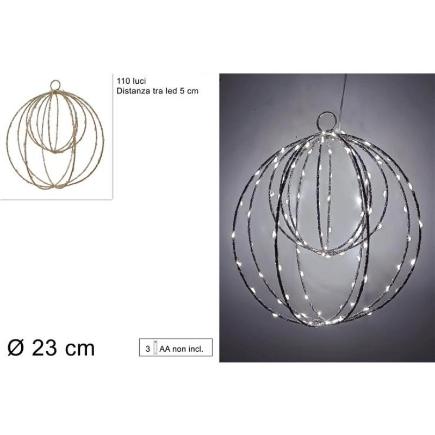 COLGANTE DOBLE BOLA 23 CM 110 LED BLANCO CALIDO