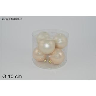 SET 6 BOLAS VIDRIO LUCIDA/OPACA 10 CM 2 SURT BEIG