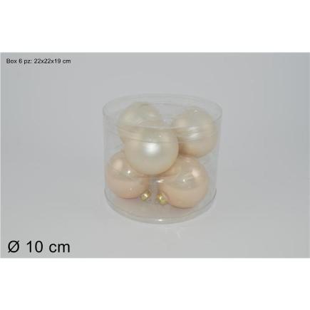 SET 6 BOLAS VIDRIO LUCIDA/OPACA 10 CM 2 SURT BEIG