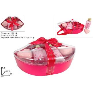 CAJA REGALO LABIO SET DE BAÑO 4 PZ ROJA
