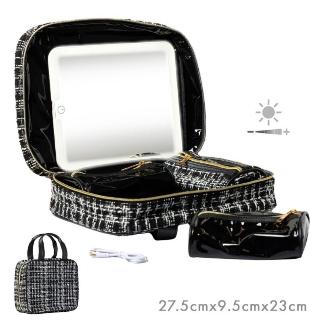 MALETIN COSMETICOS CON ESPEJO LUZ LED TWEED