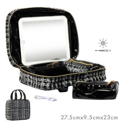 MALETIN COSMETICOS CON ESPEJO LUZ LED TWEED