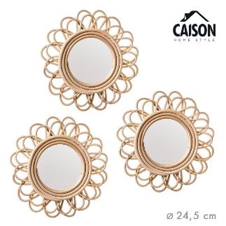 SET 3 ESPEJOS PARED RATAN GULLVEIG 3UX25 CM
