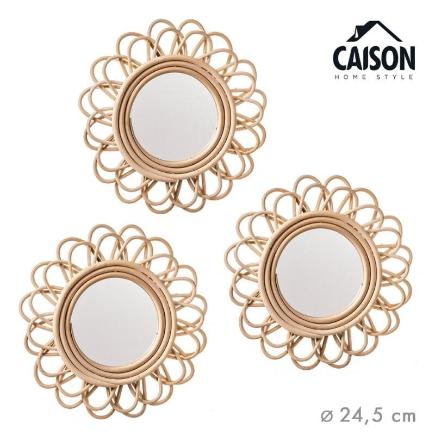 SET 3 ESPEJOS PARED RATAN GULLVEIG 3UX25 CM