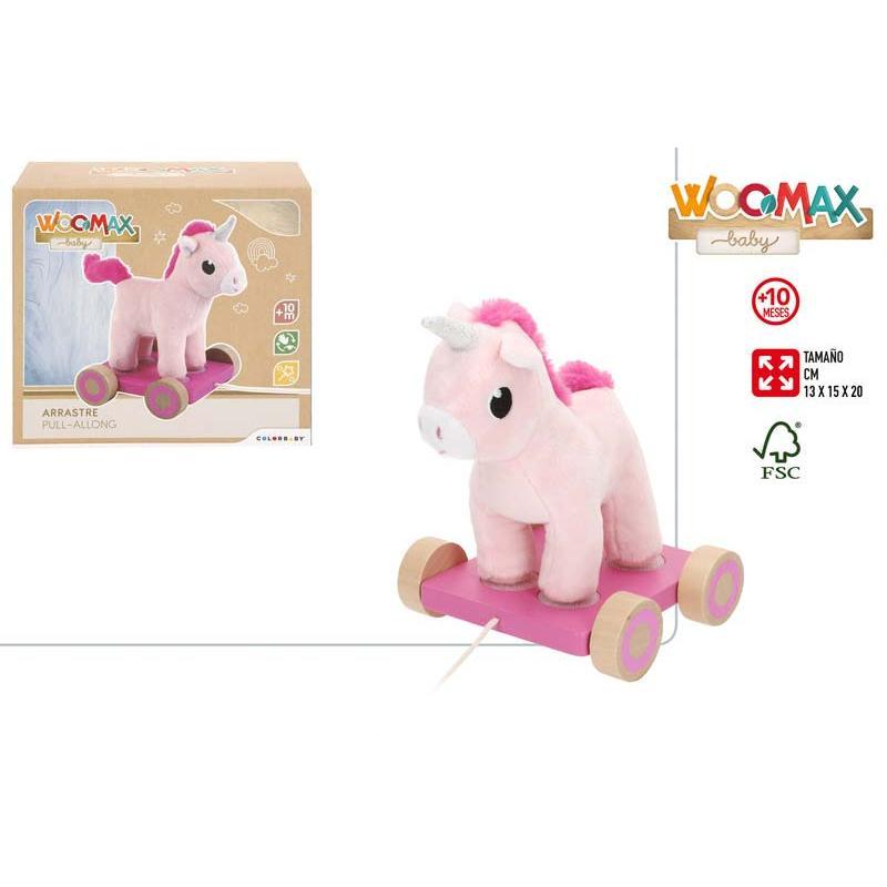 ARRASTRE MADERA Y PELUCHE UNICORNIO +10M WOOMAX