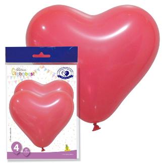 B/ 4 GLOBOS CORAZONES 40 GPI ROJO