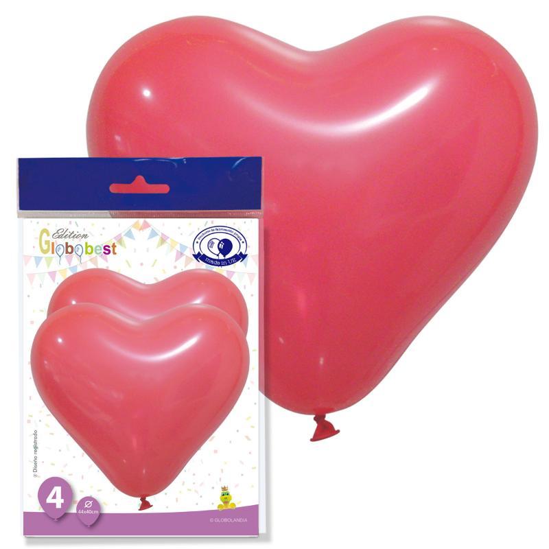 B/ 4 GLOBOS CORAZONES 40 GPI ROJO