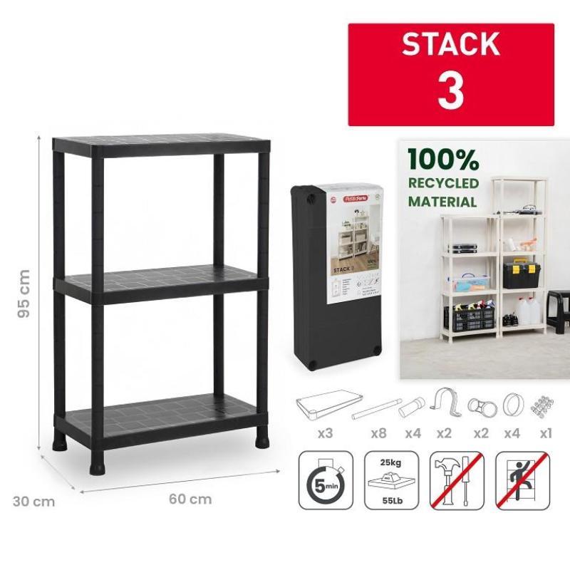 ESTANTERIA STACK RECICLADO 3 BALDAS