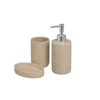 SET BAÑO 3 PIEZAS POLIRESINA BEIGE
