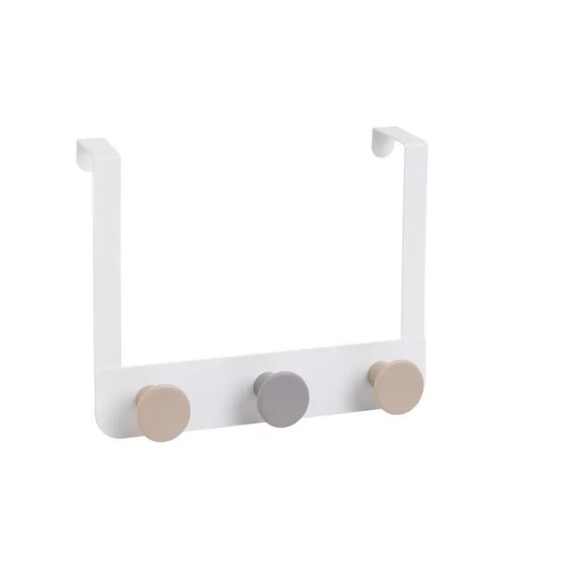 PERCHA PUERTA 3 GANCHOS METAL BLANCO 30X3X20 CM