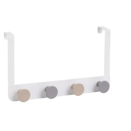 PERCHA PUERTA 4 GANCHOS METAL BLANCO 35X3X20 CM