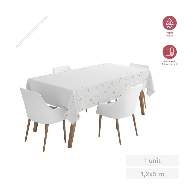 MANTEL ROLLO ADORNOS FONDO BLANCO 1.2X5 MT PAPEL 1 UD