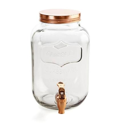 DISPENSADOR DE BEBIDAS CRISTAL CON COBRE 4 L