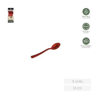CUCHARITA REUTILIZABLE ROJO METALIZADO 13 CM 8 UDS
