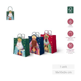 BOLSA REGALO SUS MAJESTADES RRMM DISEÑOS SURT 18X10X24 CM PAPEL 1 UD