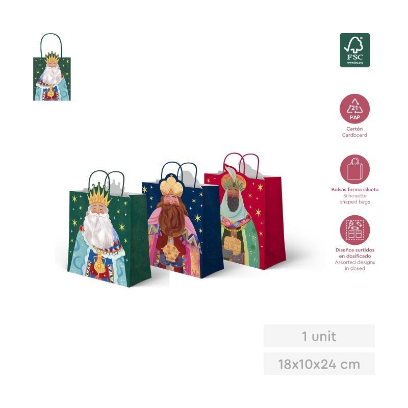BOLSA REGALO SUS MAJESTADES RRMM DISEÑOS SURT 18X10X24 CM PAPEL 1 UD