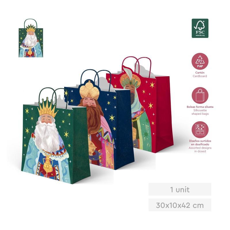 BOLSA REGALO SUS MAJESTADES RRMM DISEÑOS SURT 30X10X42 CM PAPEL 1 UD