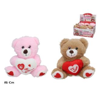PELUCHE C/CORAZON OSCAR 2 SURT 15 CM