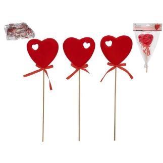 SET 3 STICKS CORAZONES TERCIOPELO 8.5X2X27 CM