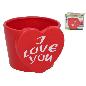 MACETERO CERAMICA I LOVE YOU ROJO 13X13.5X10 CM