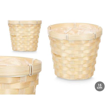 CUBRE MACETAS REDONDO BAMBU TRENZADO