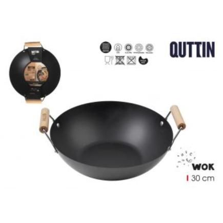 PRJ SARTEN WOK 2 ASAS MADERA 30 CM QUTTIN