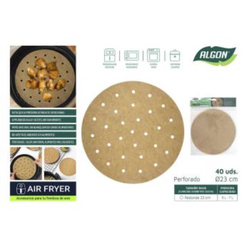 SET 40 PAPEL AIRFRYER PERFO RED 23 CM ALGO