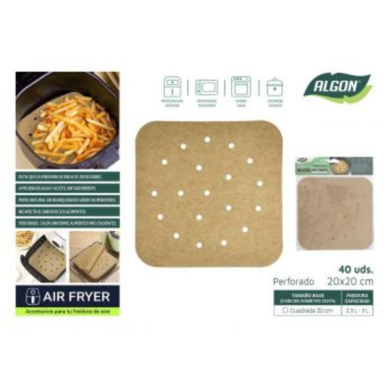 SET 40 PAPEL AIRFRYER PERFO RED 20 CM ALGO